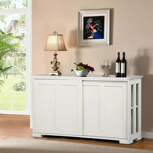 topeakmart antique white buffet cabinet room
