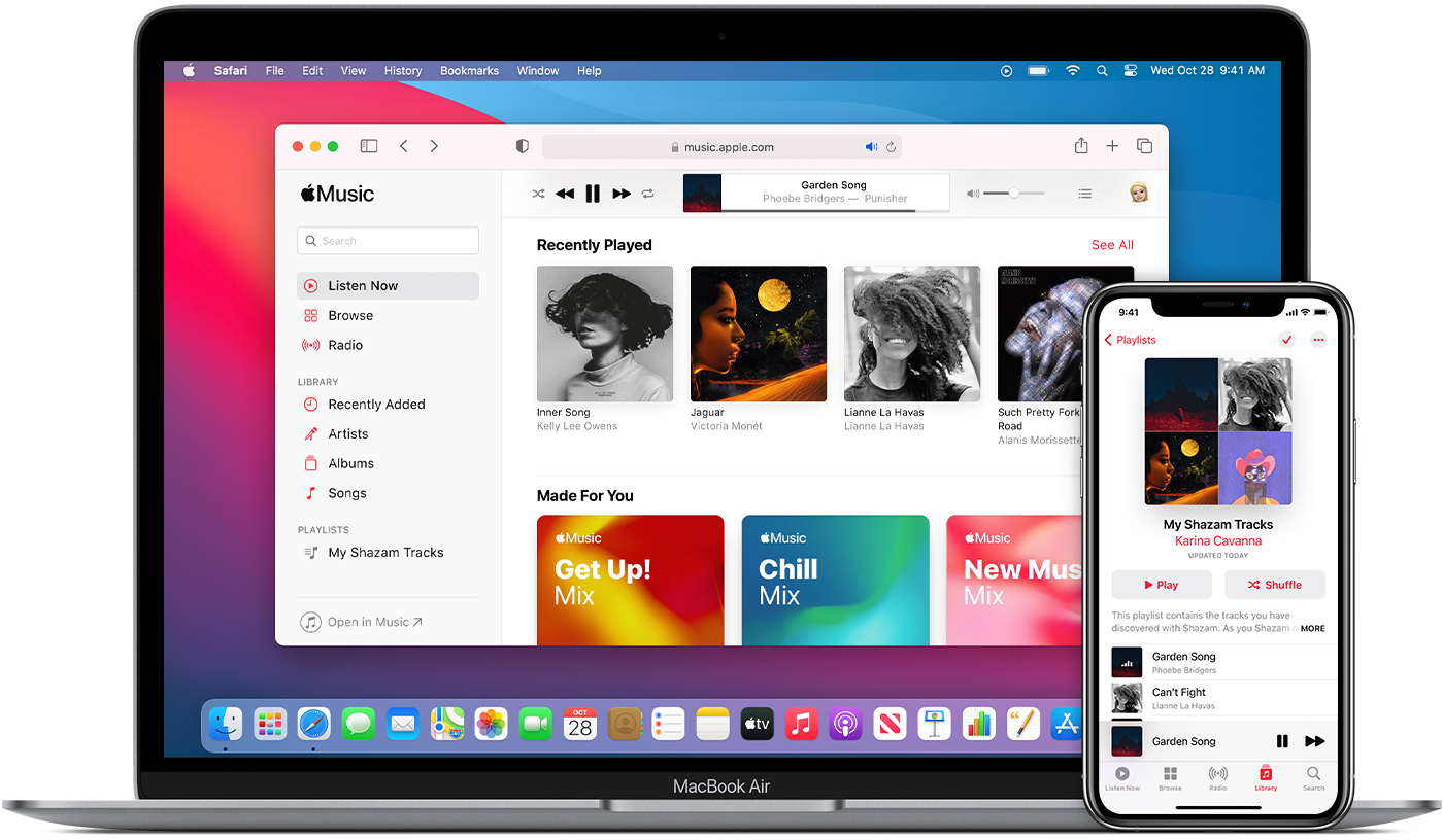 apple music laptop and phone
