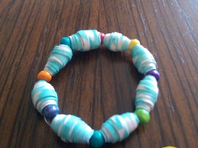 scrap paper bracelet finished