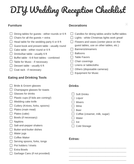 printable reception checklist image