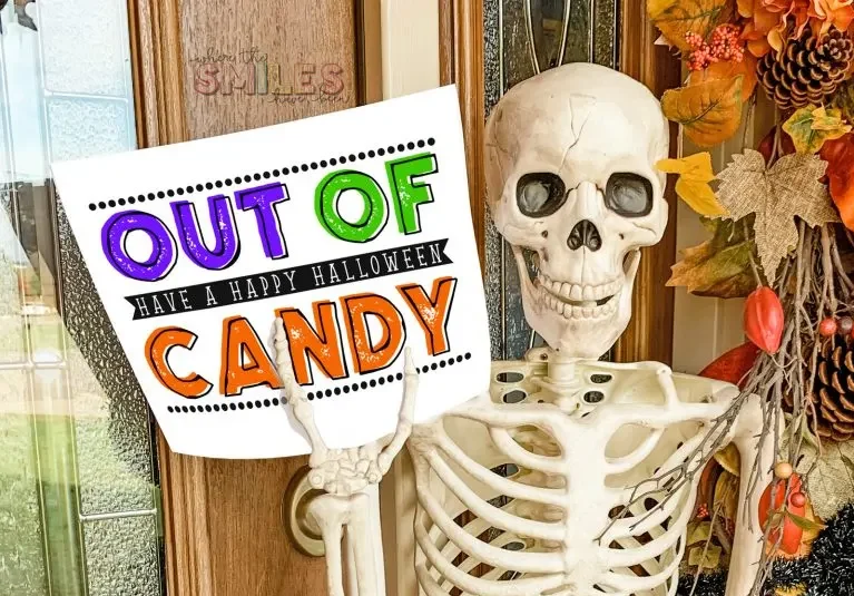 free out of candy printable halloween sign 768x1081 1