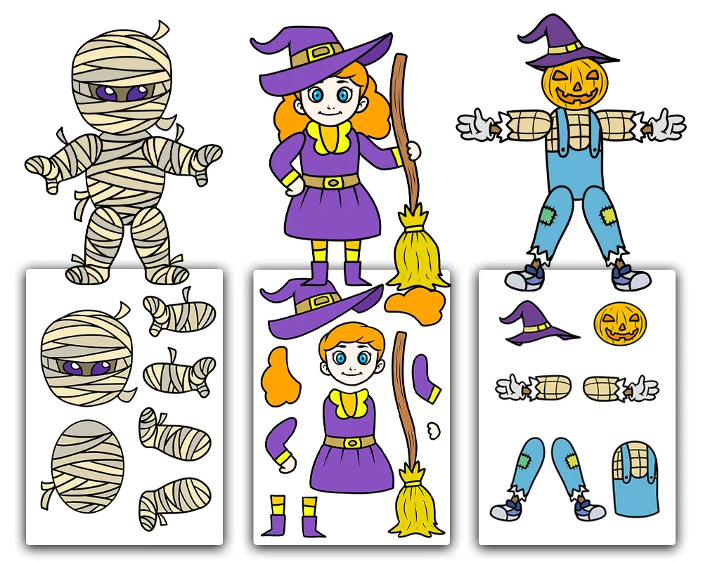 free printable halloween cut and paste characters 1
