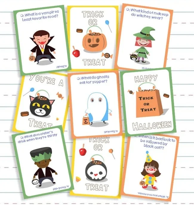 printable halloween lunchbox notes
