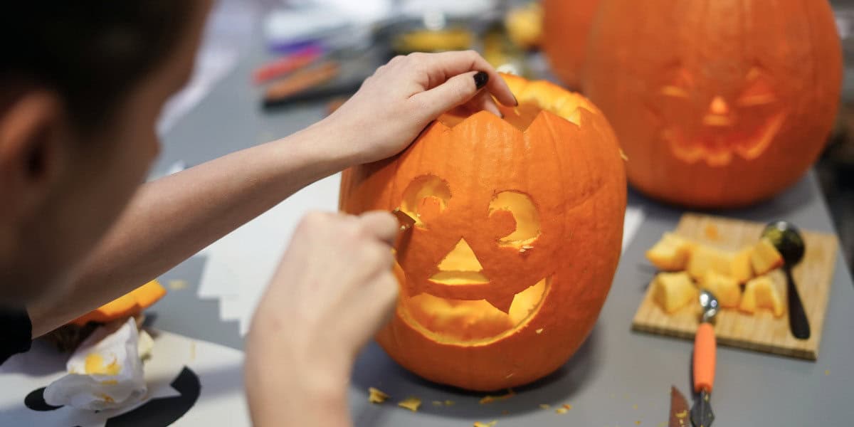 carving a pumpkin