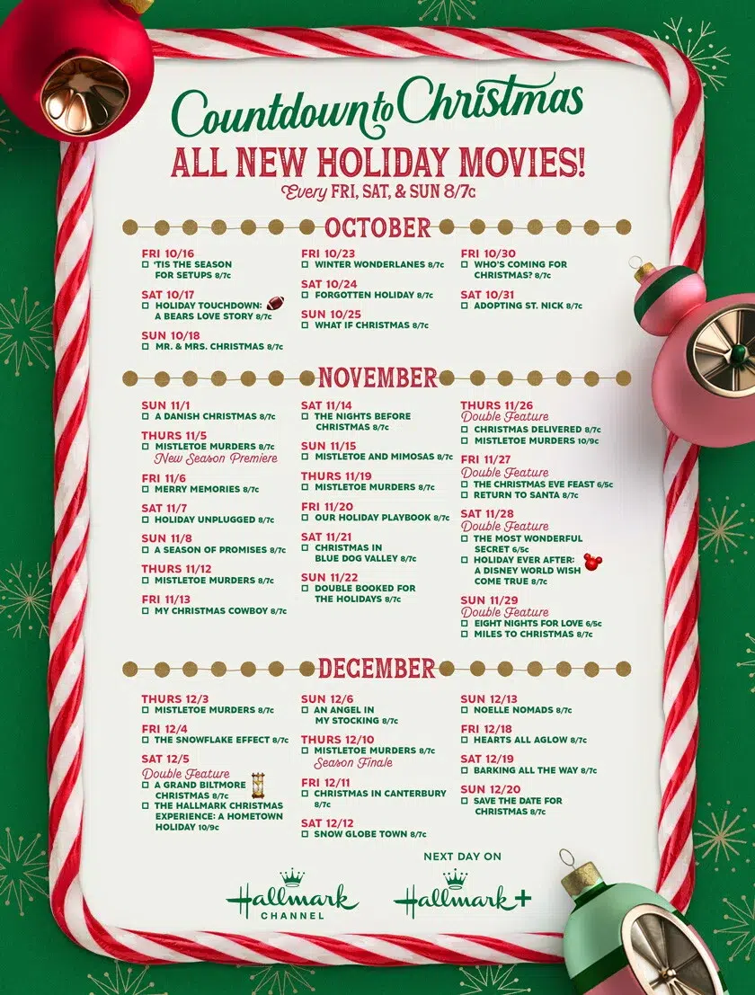 2026 countdown to christmas schedule