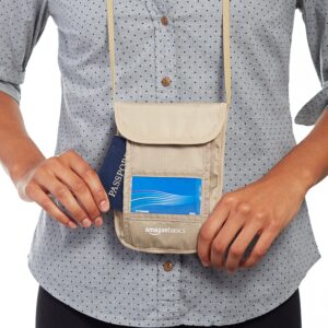 amazon basics rfid travel neck passport holder wallet khaki