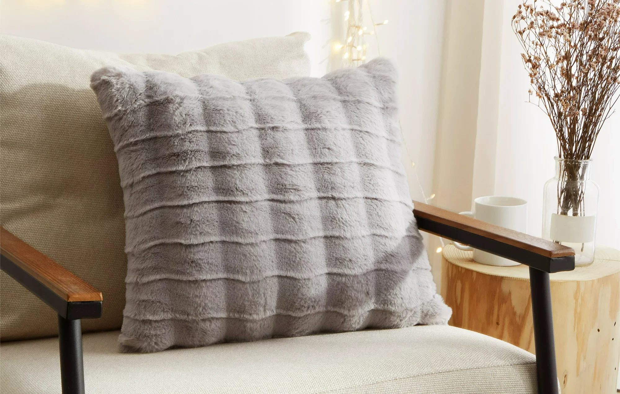 mainstays faux fur 19x19 decorative pillow