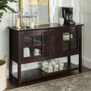 manor park transitional glass door wood sideboard console table