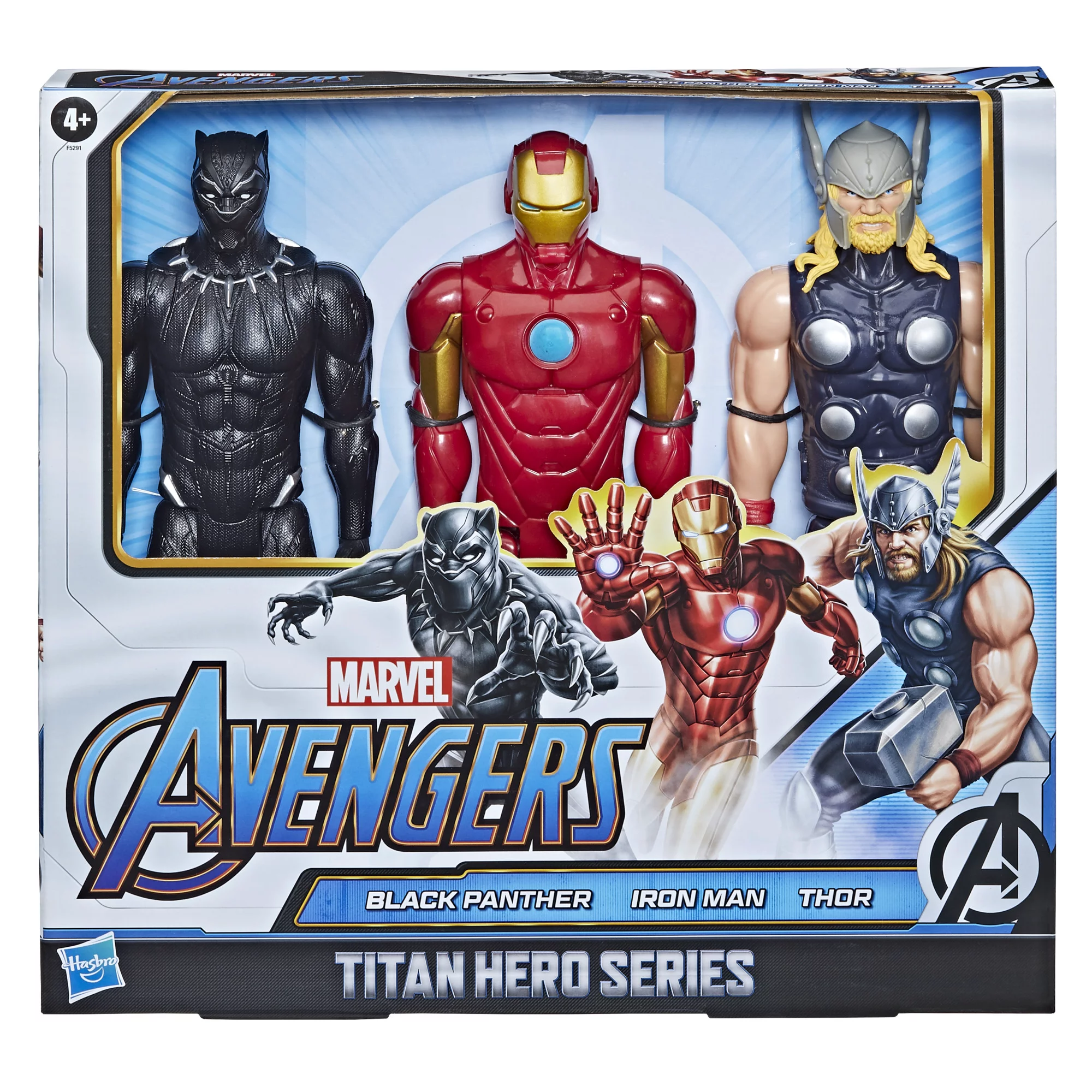 marvel avengers titan hero series black panther thor iron man 3 pack action figures