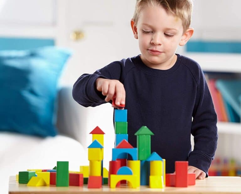 melissa & doug wooden building blocks set