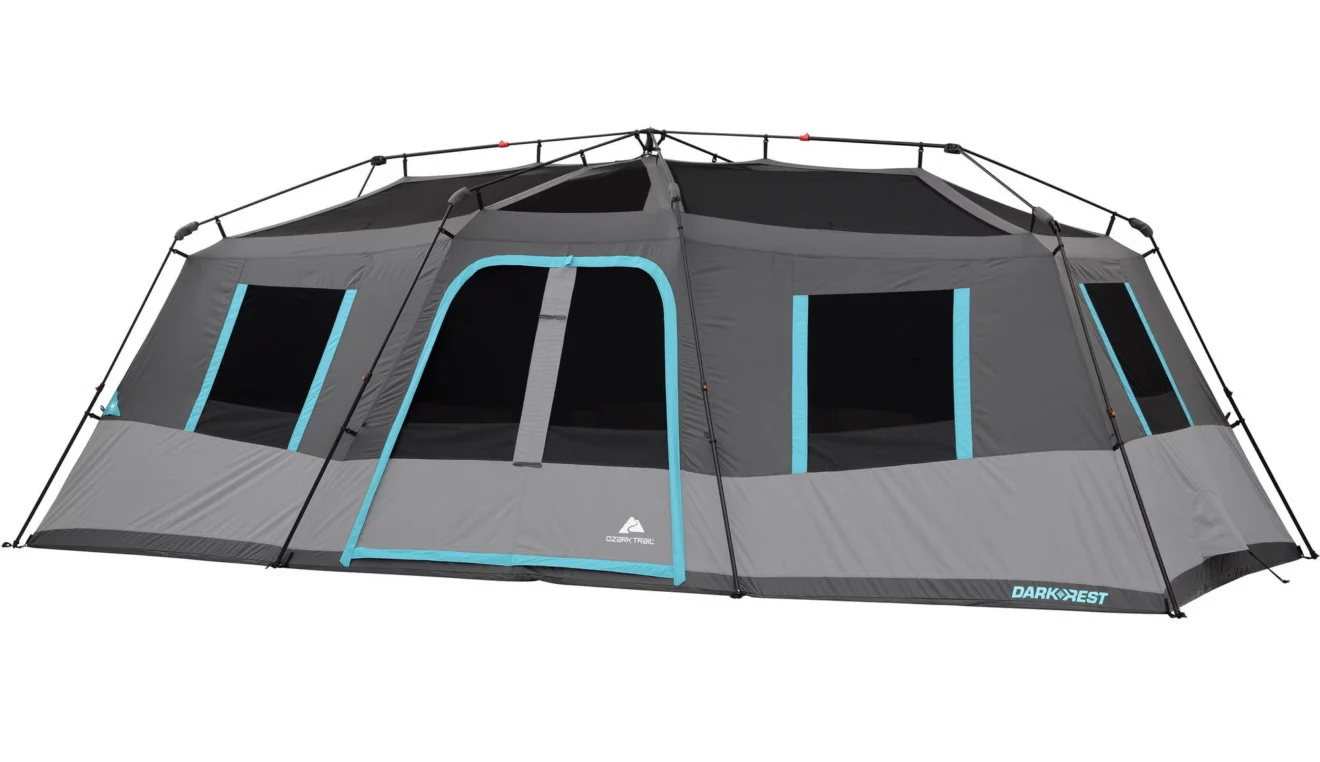 ozark trail 20' x 10' dark rest instant cabin tent, sleeps 12