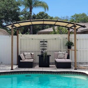 sunjoy outdoor 8.5 x 13 ft. steel arched pergola with canopy
