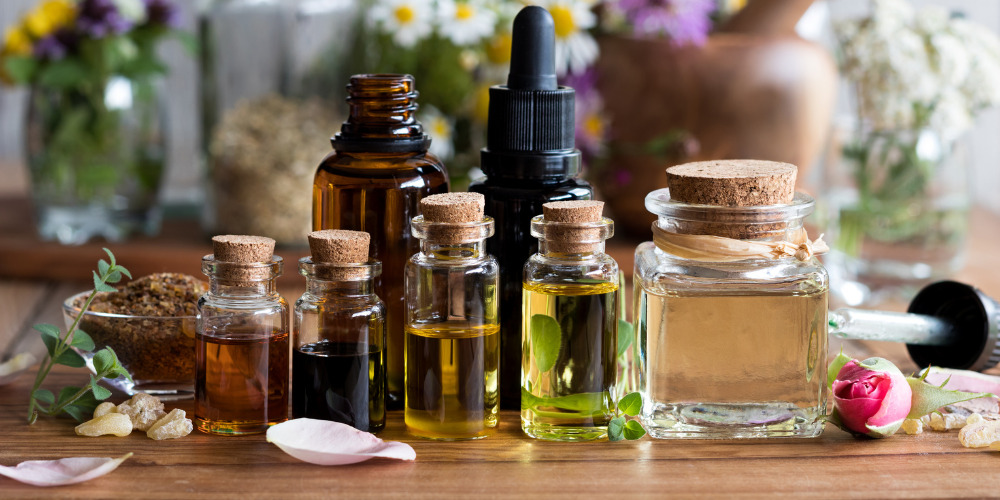 essential oils in jars