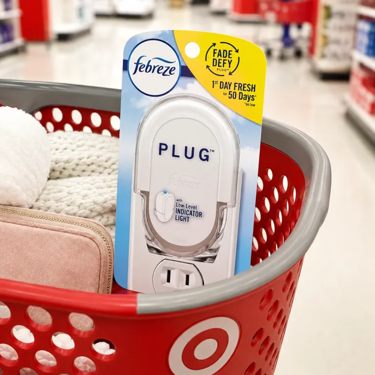 febreze plug in in a red shopping basket