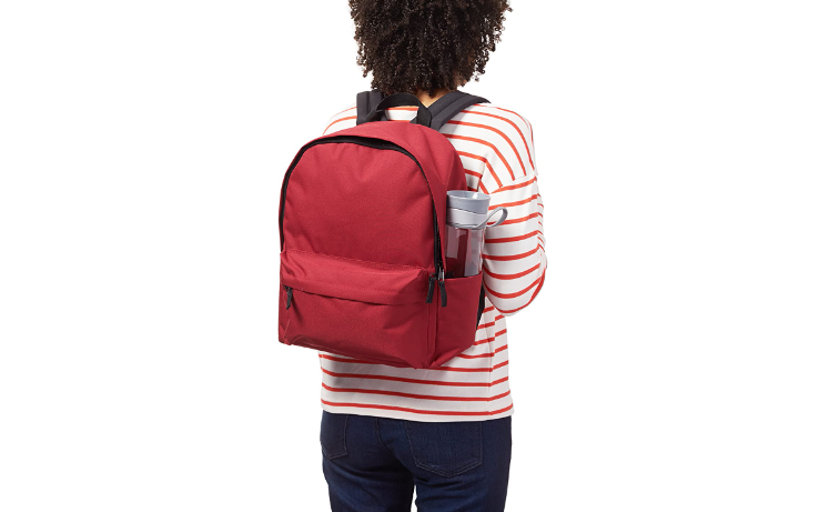 red amazon basics backpack