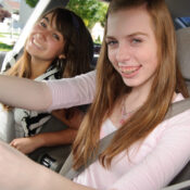 teens driving a car