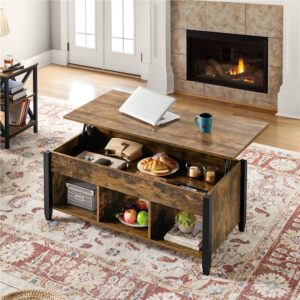 alden design 47.5 lift top coffee table with 3 storage compartments