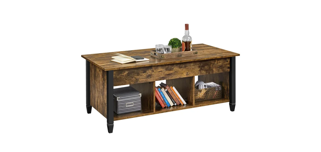 alden design lift top coffee table with 3 storage compartments