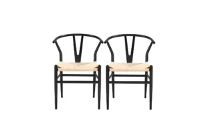 alden design mid century metal dining chairs with woven hemp seat