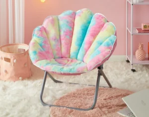 justice faux fur scallop saucer chair