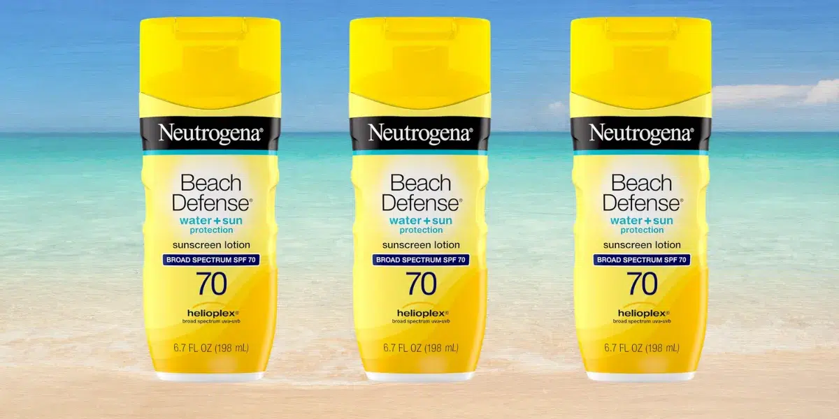 Neutrogena Beach Defense SPF 70 sunscreen bottles