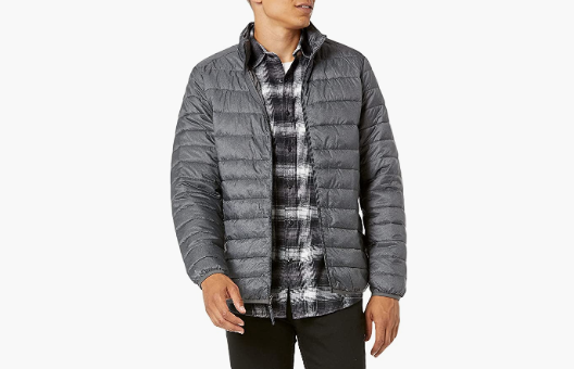 mens packable grey jacket puffer
