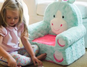 animal adventure teal unicorn soft plush children's chair