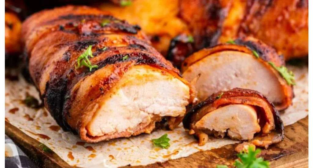 bacon wrapped barbecue chicken