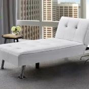bellamy studios convertible faux leather futon chaise lounge