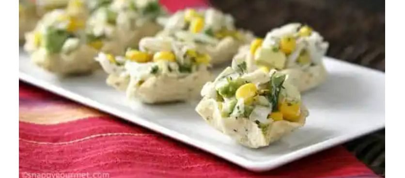 corn and crab salad tortilla cups