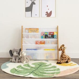 natural white kids book rack storage bookshelf