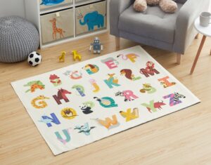 hopscotch alphabet animals educational indoor playmat rug