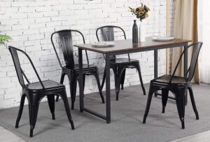 iron metal dining chairs stackable side chairs
