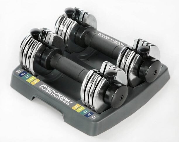 proform 12.5 lb. adjustable dumbbell set with storage tray