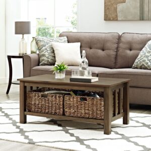 walker edison alayna mission style two tier coffee table