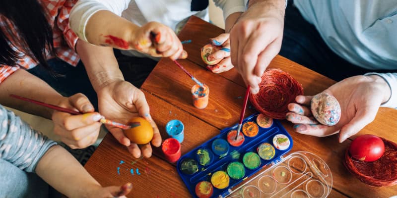 decorating easter eggs with paint