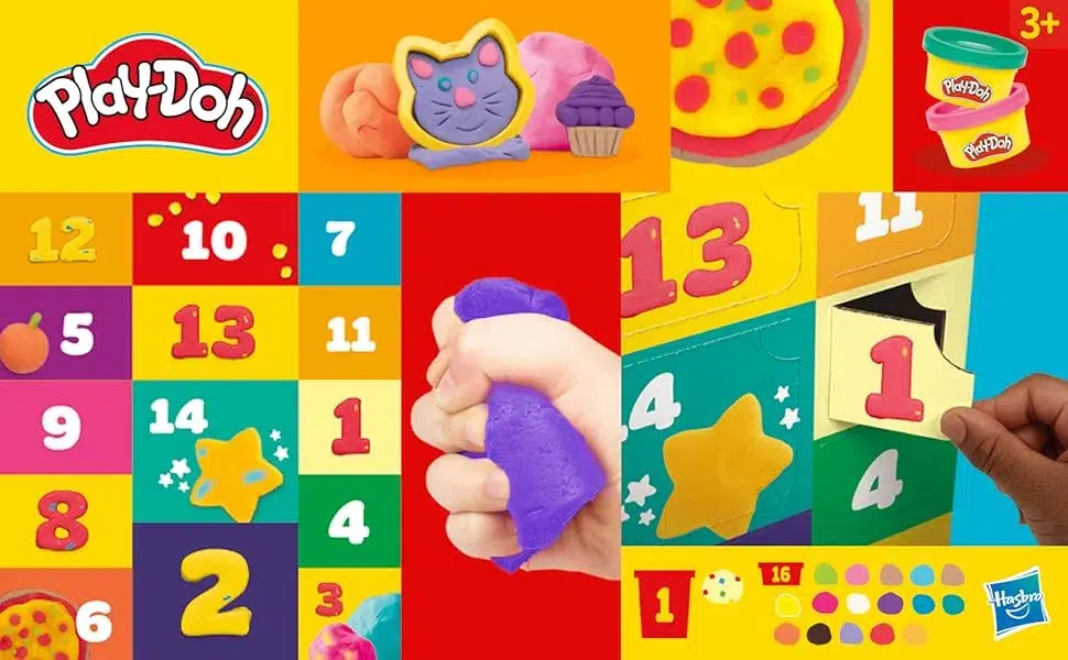 Play-Doh advent calendar and colorful numbers.