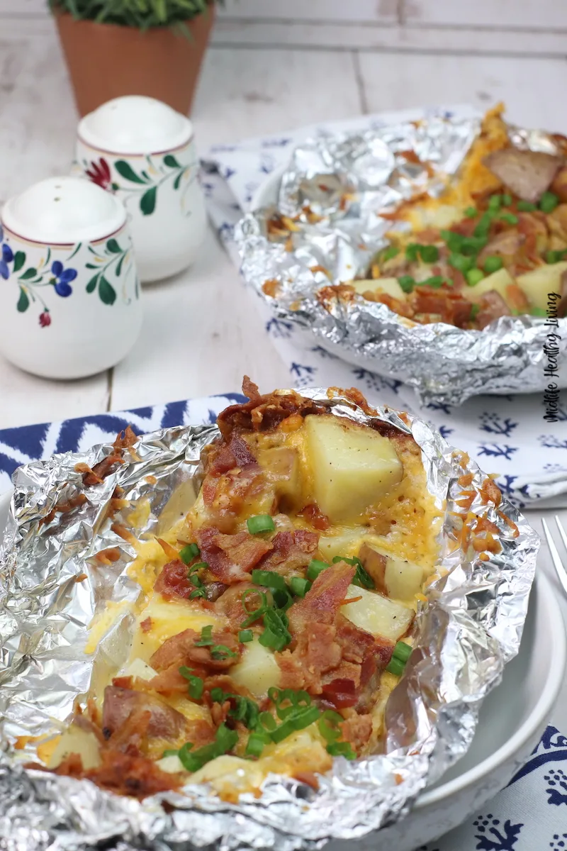 3 cheese bacon campfire potatoes
