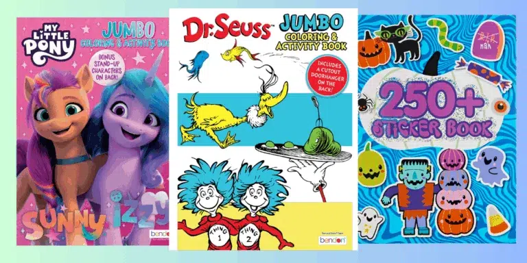 My Little Pony and Dr. Seuss activity books.