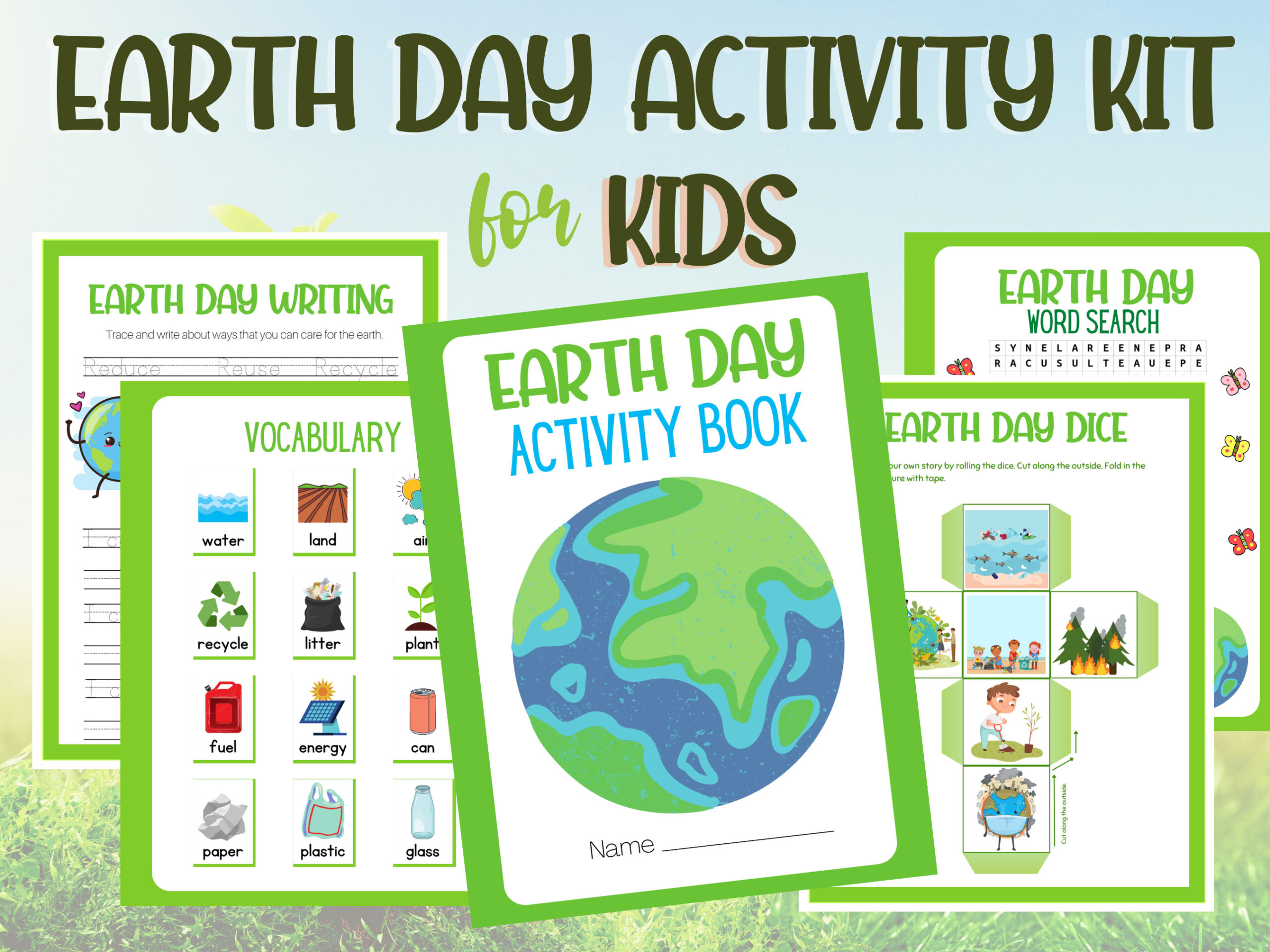 mock up kids activity kit earth day