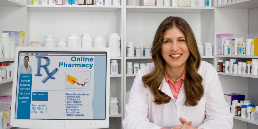 online pharmacy with woman