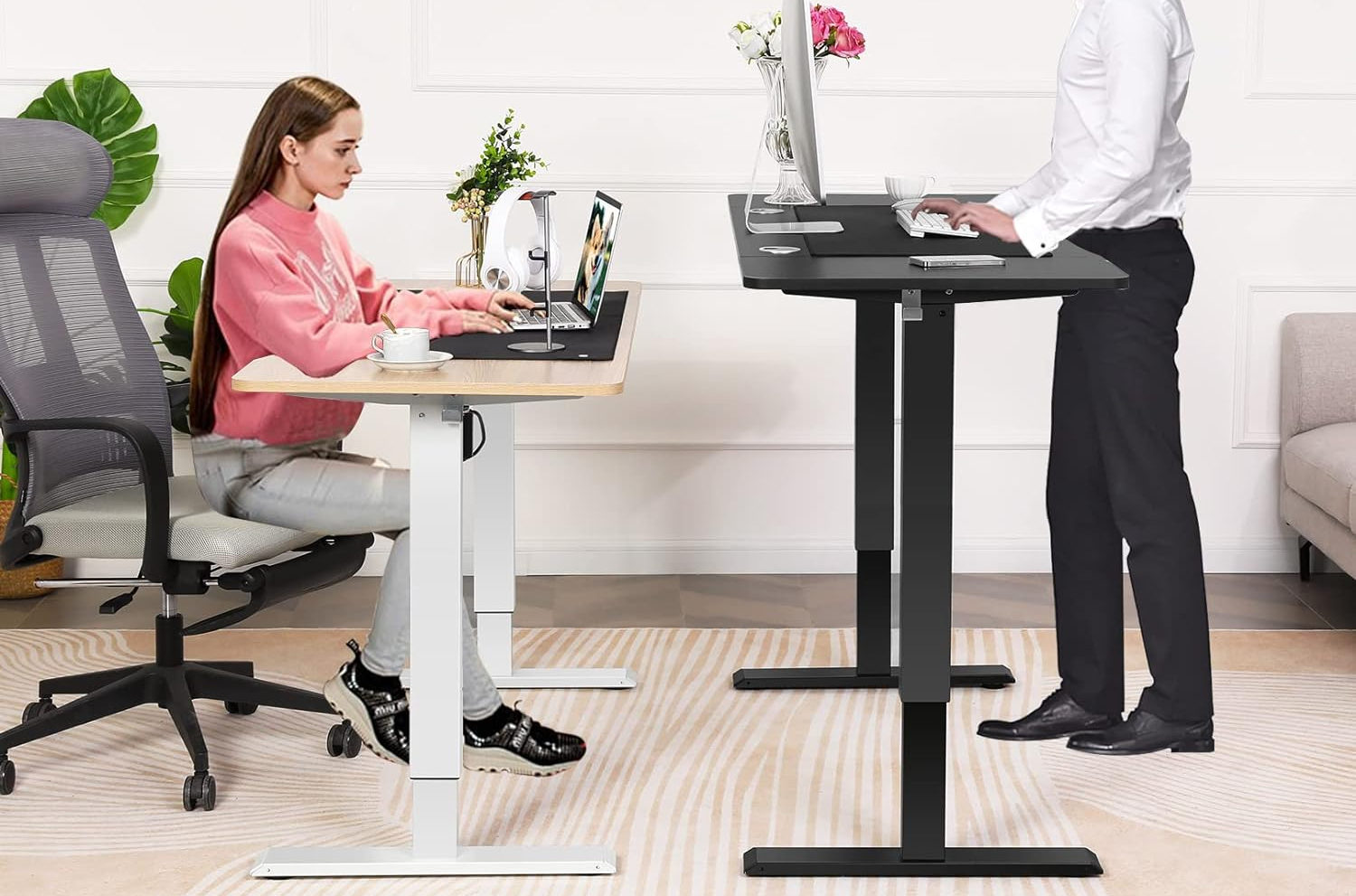 farexon electric height adjustable 59 x 24 inch standing desk