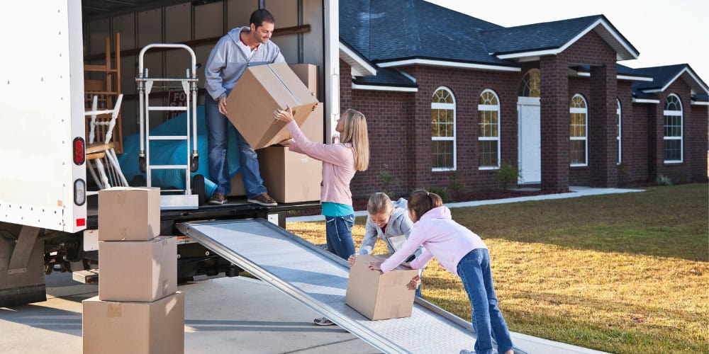 moving boxes in moving truck