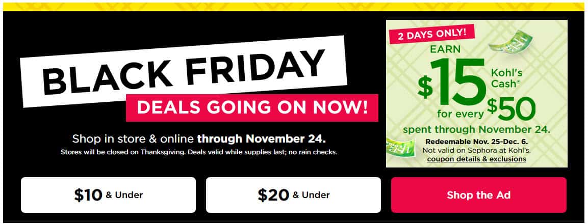 Find Black Friday Savings this Week at Kohl's