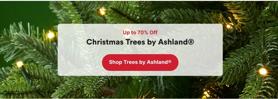Discounted Christmas trees with lights, shop now.