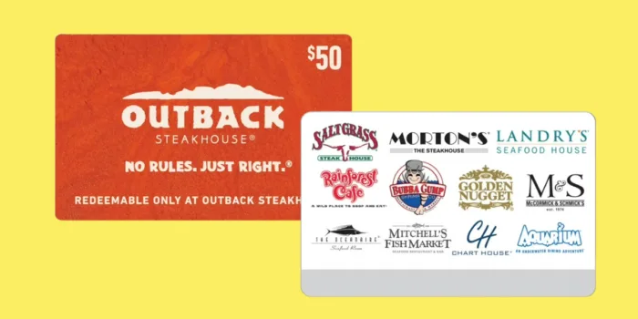 Outback Steakhouse gift card and restaurant logos.