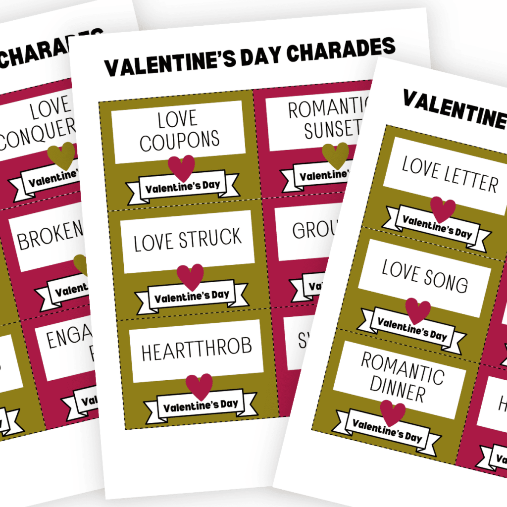 free printable valentine themed valentines day charades printable cards