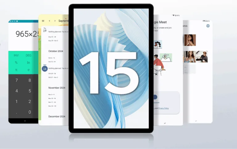Tablet with apps and large number 15.
