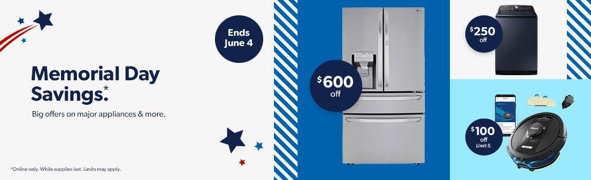 Memorial Day appliance sale, up to 0 off.