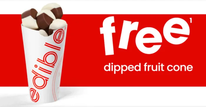 Free dipped fruit cone offer from Edible.